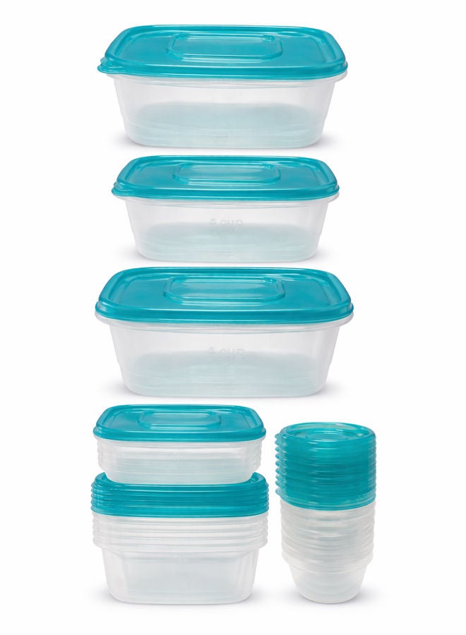 مجموعة حاويات تخزين طعام مكونة من 36 قطعة مع أغطية، حاويات بلاستيكية لتحضير الوجبات، محكمة الإغلاق ومقاومة للتسرب، قابلة للتكديس، آمنة للاستخدام في الميكروويف والفريزر وغسالة الصحون، أحجام متعددة (كبير جدًا، كبير، متوسط، صغير)